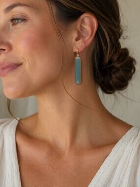 Anthropologie Keegan Drop Earrings Mint Amazonite